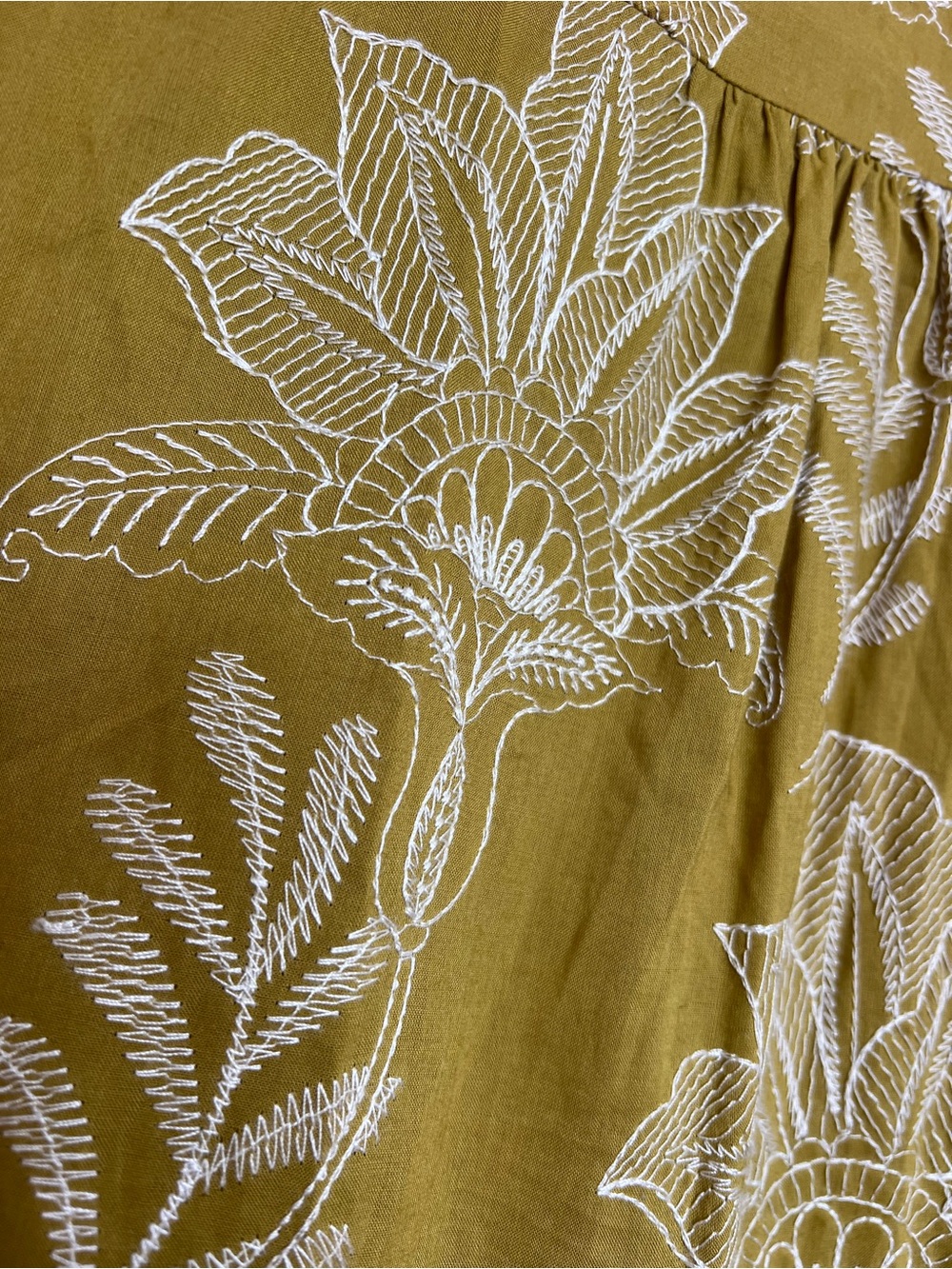 Embroidered Spartina 449 Dress Mustard Chartreuse Yellow Floral Midi Maxi XXL - Picture 8 of 14